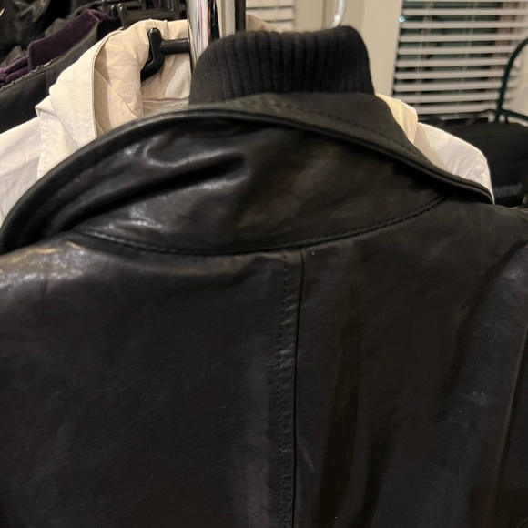 Black aviator Leather Jacket - Picture 8 of 15